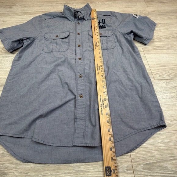 Harley-Davidson Mens Performance Button Down Shirt Blue Micro Check L GM39489 - Picture 8 of 10